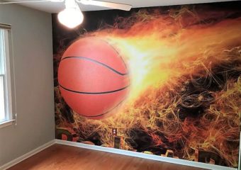 flaming basketball wallpaper installation